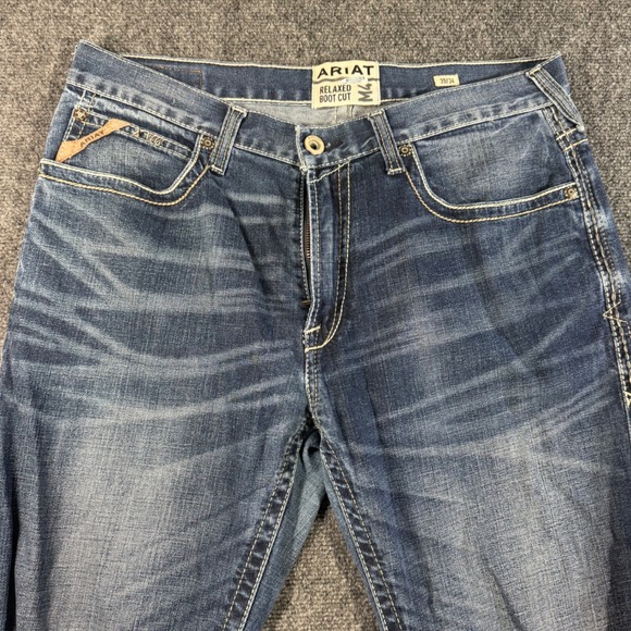 Ariat Other - Ariat M4 Mens Relaxed Boot Cut Jeans Medium Wash Blue Denim 35x34 Workwear